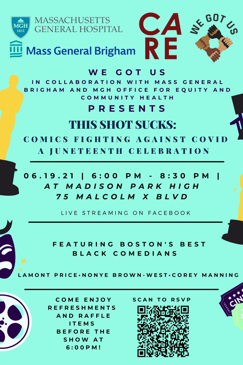 LashNolen's tweet photo. I am SO hype for this @wegotusproject Juneteenth Comedy Show tomorrow🔥 

We’ll have:
•A mobile vaccine clinic 
•6 Black-Boston based comedians and doctors having real talk about the vaccine
•A food truck &amp; refreshments 
•Raffle prizes 
•All the good vibes 😎
 
Come thruuu! https://t.co/TTloEB15S8