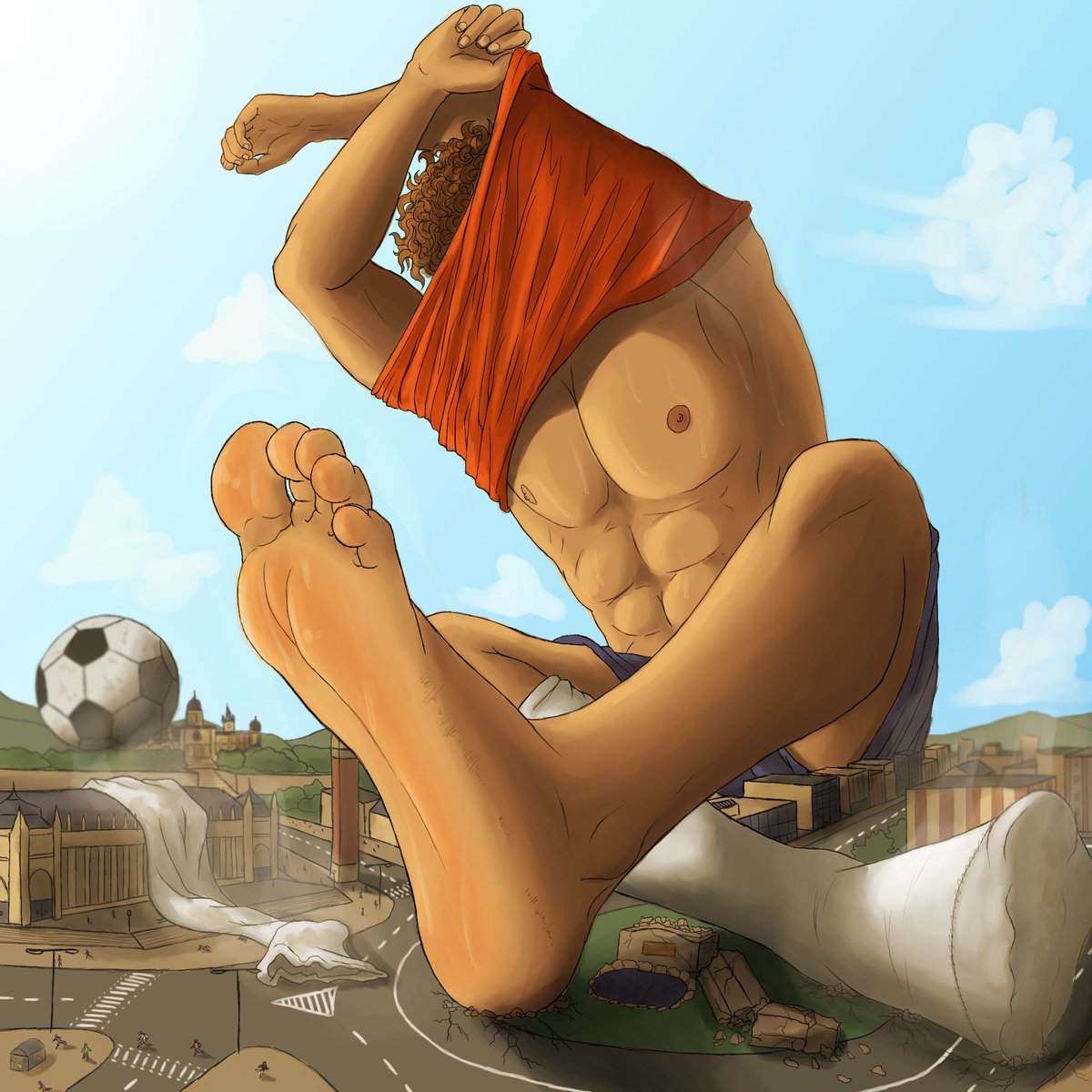 Even giants need to cool down after a big game 🥵. It's a good thing little cities make great places to toss your gear off~