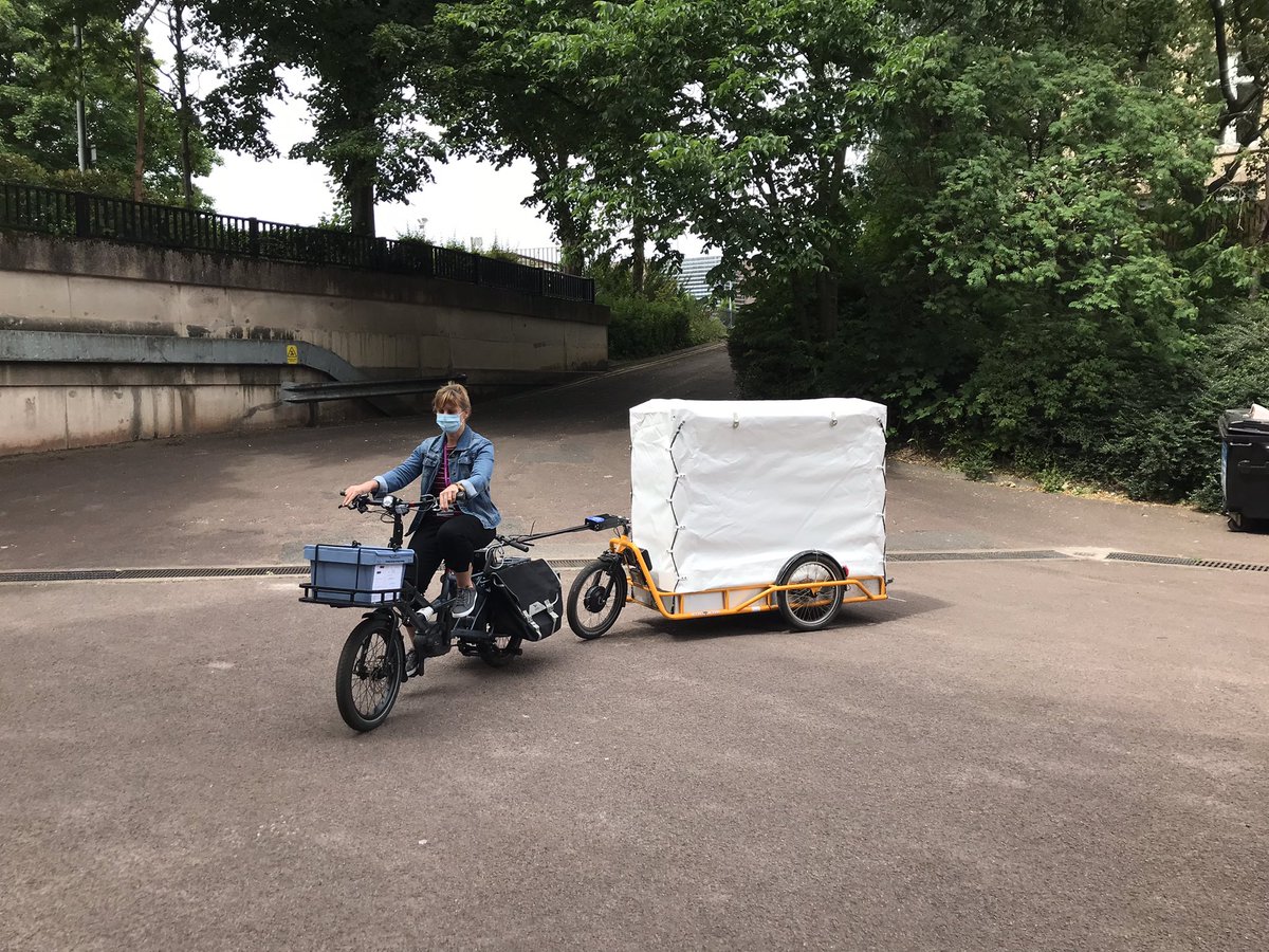 racheljkirkwood's tweet image. Off screens and on campus, trialling a greener way of doing library transport services @UoMLibrary with @theTLtweets and other colleagues #greenLibrary #zeroEmissions