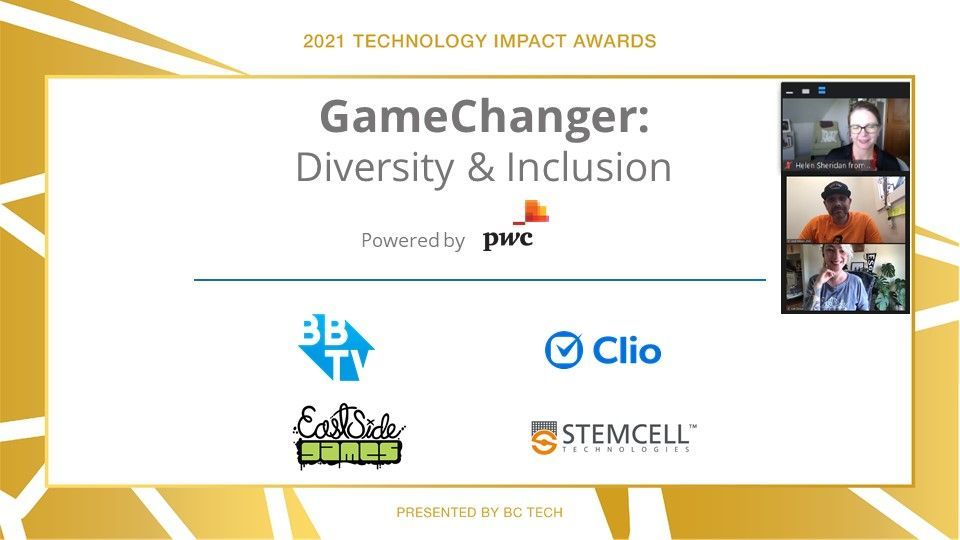 techcouver's tweet photo. Congrats to the finalists in the "GameChanger – Diversity &amp; Inclusion" category in the BC Tech 2021 Technology Impact Awards @BroadbandTV @goclio @EastSideGames @STEMCELLTech #bctech #techcouver https://t.co/7FymaeAJzo https://t.co/kcTJV4Sqqo