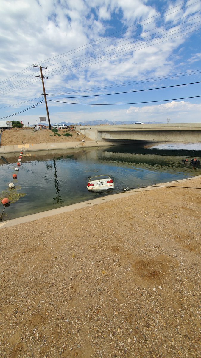 SBCSDDiveTeam's tweet photo. The sheriff's dive team and San Bernardino County auto theft task force conducted a joint operation today in the high desert and recovered 15 vehicles out of the aqueduct  spanning over 14 miles of waterway. A press release will follow soon. https://t.co/92qOLUxWsc