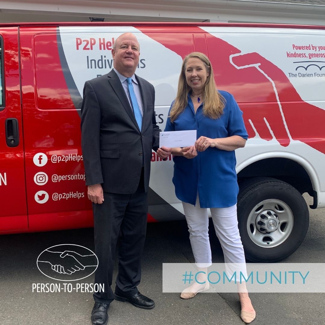 p2phelps's tweet photo. Thank you to #FirstCountyBank for their generous and continued support of P2P and our mission to assist individuals and families in lower #FairfieldCounty. 

Pictured: FCB Vice President Mark Rosenbloom with P2P CEO Nancy Coughlin

#community #thankyou @FirstCountyBank https://t.co/oYnMLG6KGm