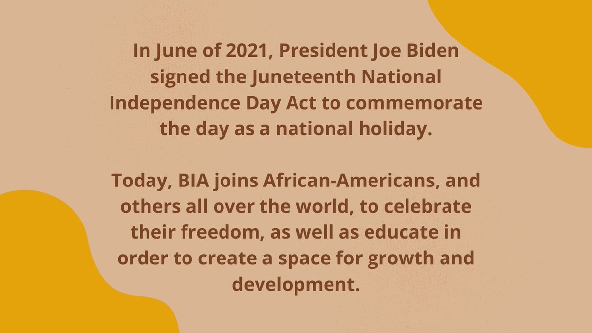 blackinclusion's tweet photo. Today BIA commemorates #JuneTeenth2021 with all African Americans and celebrates their freedom. Here is some history on the holiday and its importance in American history. (2/2) 

#biayyc #bubc #juneteenth https://t.co/5sJnD6nEc4