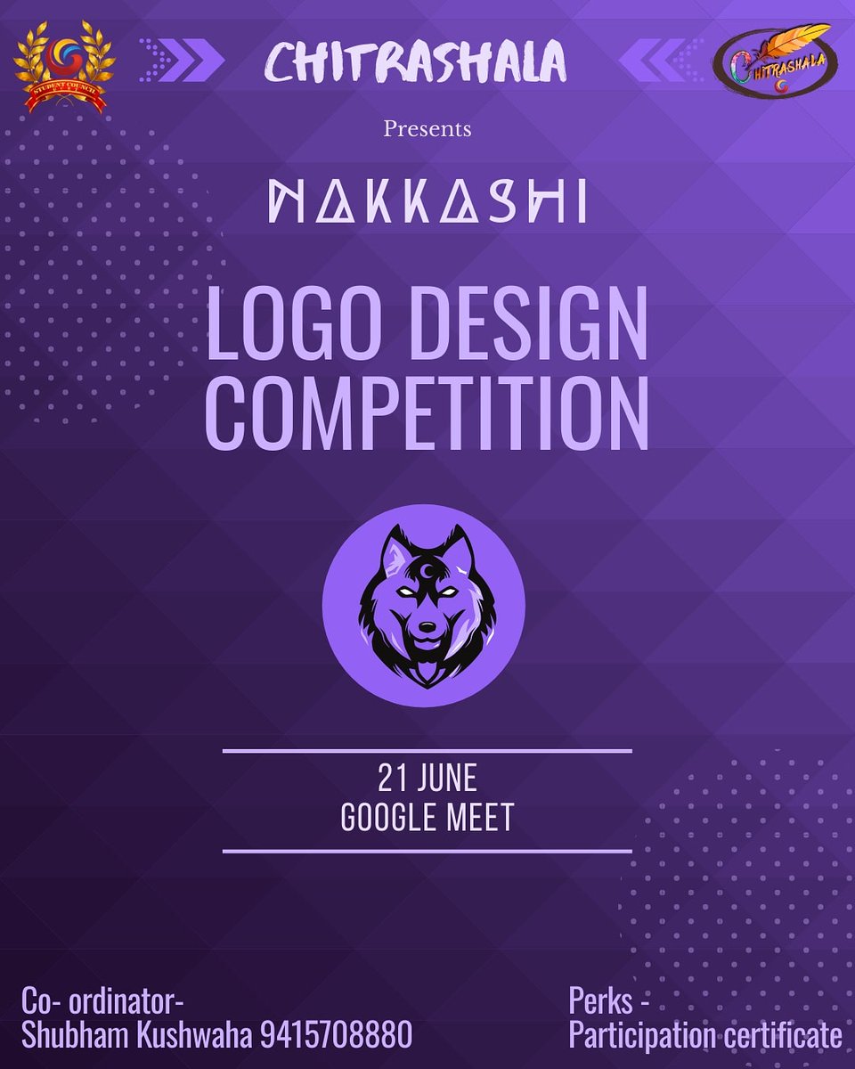 ChitrashalaC's tweet photo. Event - Logo Design Competition
Date - 21 June
Venue - Google Meet
Description- Candidates have to design a logo for chitrashala.

PRIZES-🥳
1. Participation certificate for all. 
2. OTT subscription of any one platform for winner. https://t.co/FkhyUjxQAf