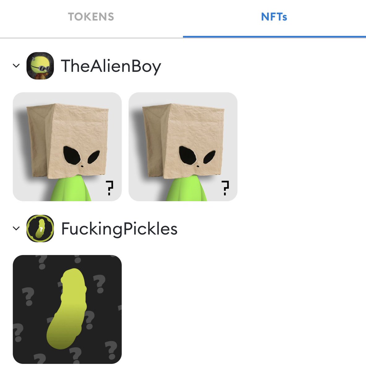 AdamZiz's tweet photo. Man, 2021 is a strange year. This is my wallet rn

@thealienboy @MyFuckingPickle 
#AlienBoySummer #thealienboy #fuckingpickle #picklenft https://t.co/CiCGY5q4Tt
