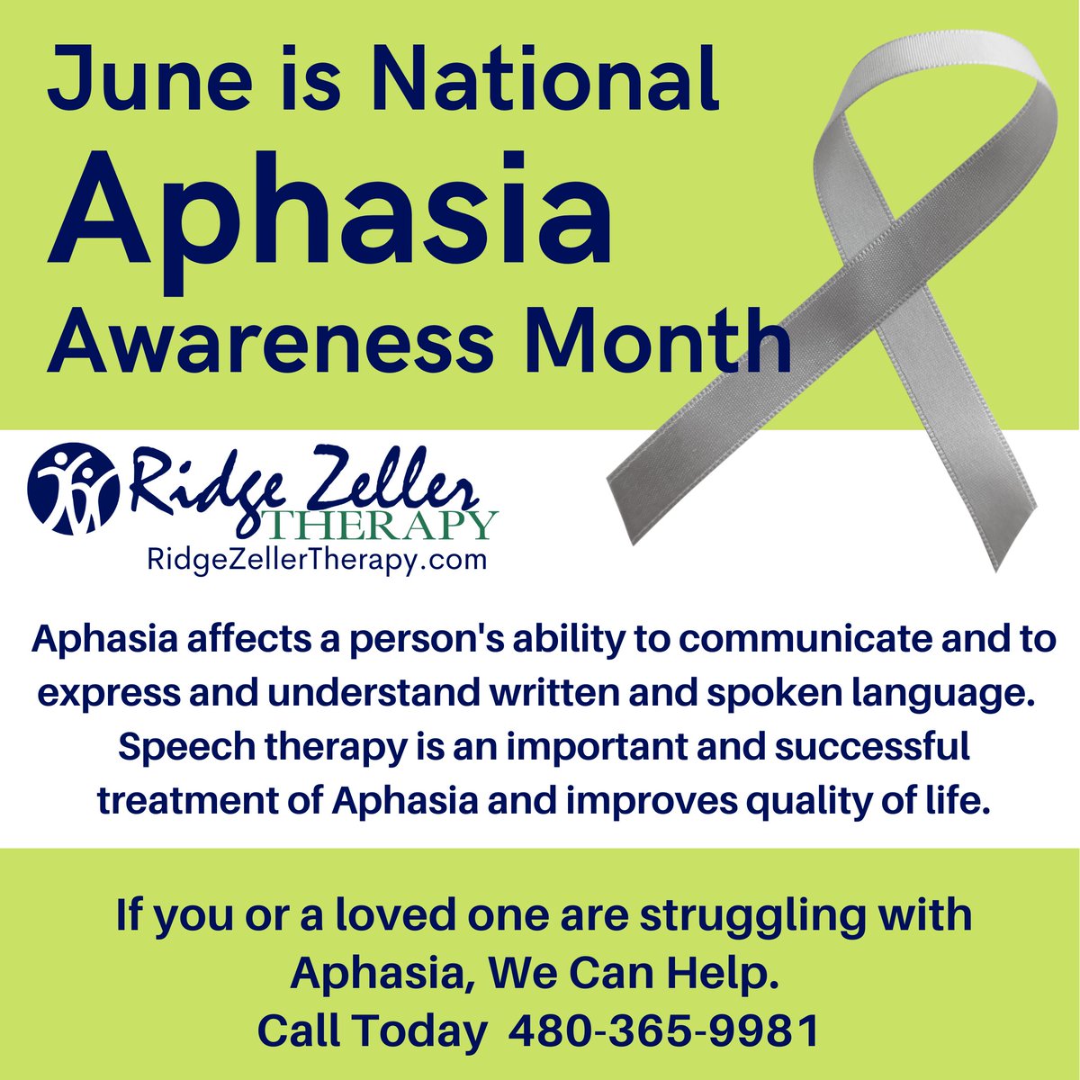 RZTherapy's tweet image. Aphasia affects a person&apos;s ability to communicate and express written and spoken language. Speech-language therapy is important and successful therapy to improve quality of life. Call today, We can Help 480-365-9981
#aphasiatherapy #aphasiarecovery #aphasiaawarness