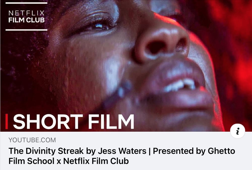 MylesGrier's tweet photo. NEW FILM PREMIERE:
#TheDivinityStreak presented by @NetflixFilm &amp; @ghettofilm 
WATCH: https://t.co/OstPj26RmM

Starring: @itstaibrown, @MylesGrier, &amp; @RoyWilliamsJr 
Writer: #JessWaters
Director: @GenoBrooksTV
Producer: #LeahRobson 
DP: #LeonidasJaramillo
Composer: #KevinRobles https://t.co/u2CV5kfUSP