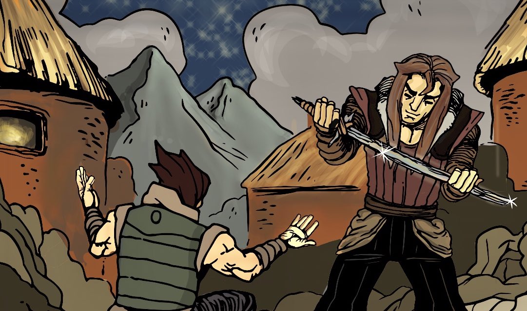 purplesmurf13's tweet photo. “Sword and Idol” is coming soon — art by @CarlosRdzArtOf1 script by PS13. Based on the writings of Lord Dunsany. A Paleolithic Adventure over 3 generations of rival families in a Stone Age tribe. 🔥🗡Whoah! The next BIG IDEA from Zero Pipeline Comics! Mailing list coming soon☮️✌️ https://t.co/rCJ8Mj54HJ