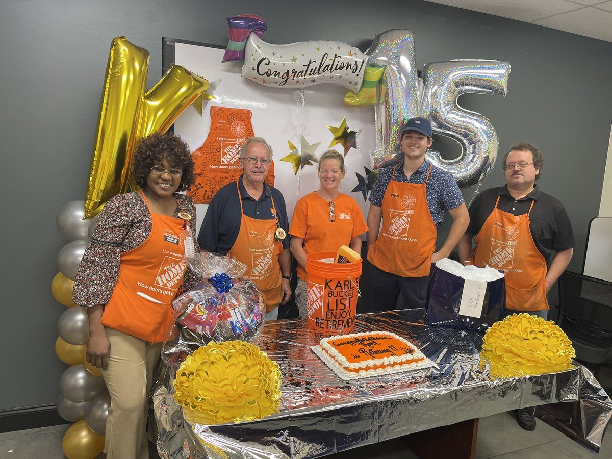 Karl has been with Home Depot for 15 years he retired today ! We celebrated him! We will miss you !