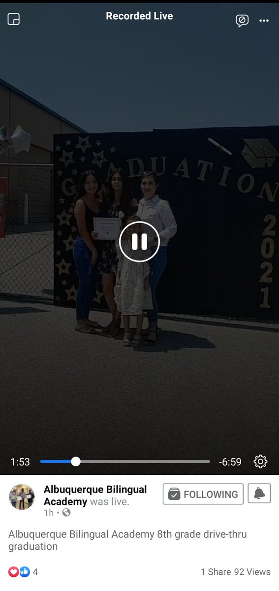 Albuquerque Bilingual Academy 8th grade drive-thru graduation on Facebook live:
fb.watch/6cPK8XAJpk/
fb.watch/6cPL0chBya/