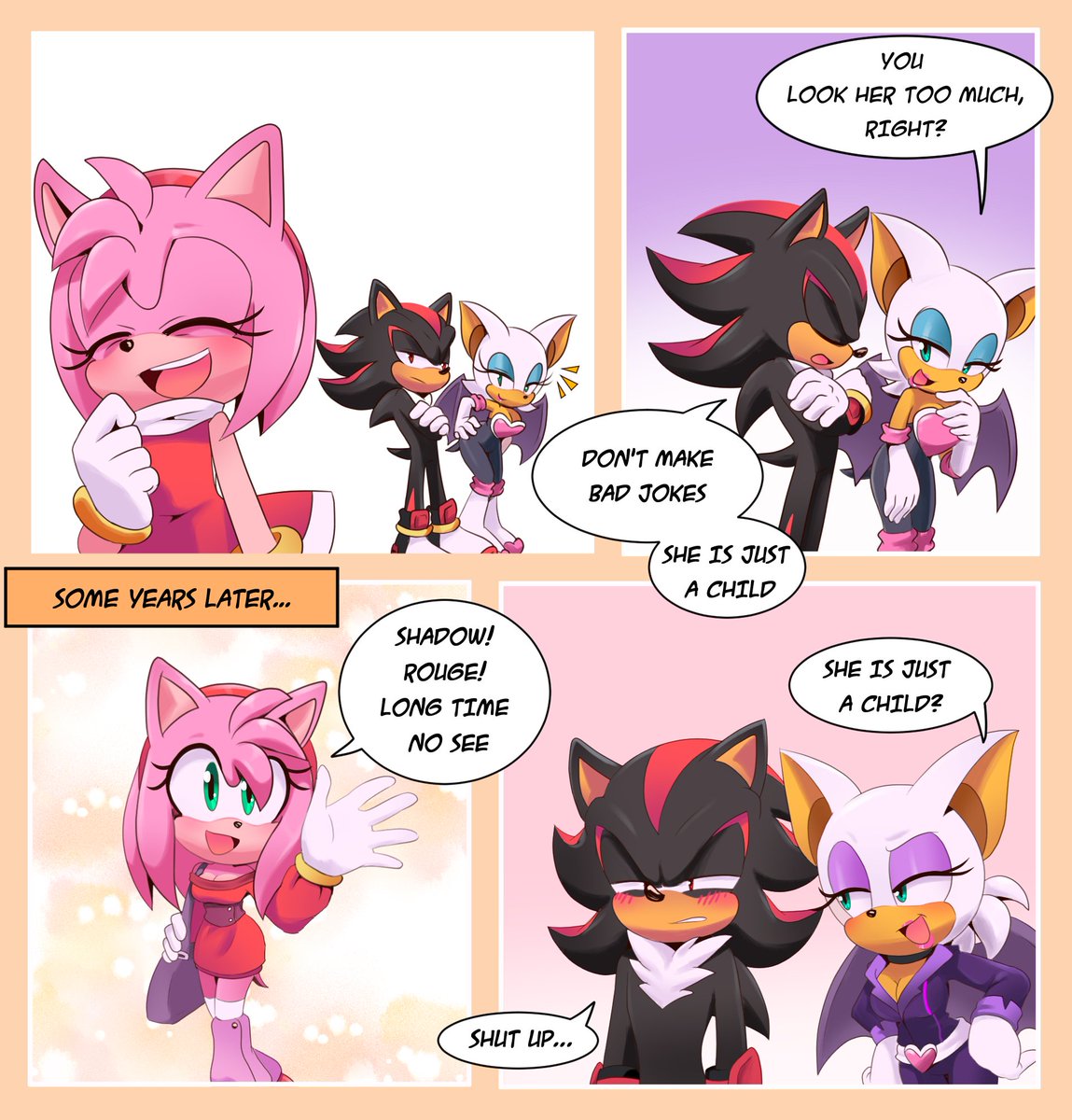 amy rose and shadow the hedgehog (sonic) drawn by toonsite