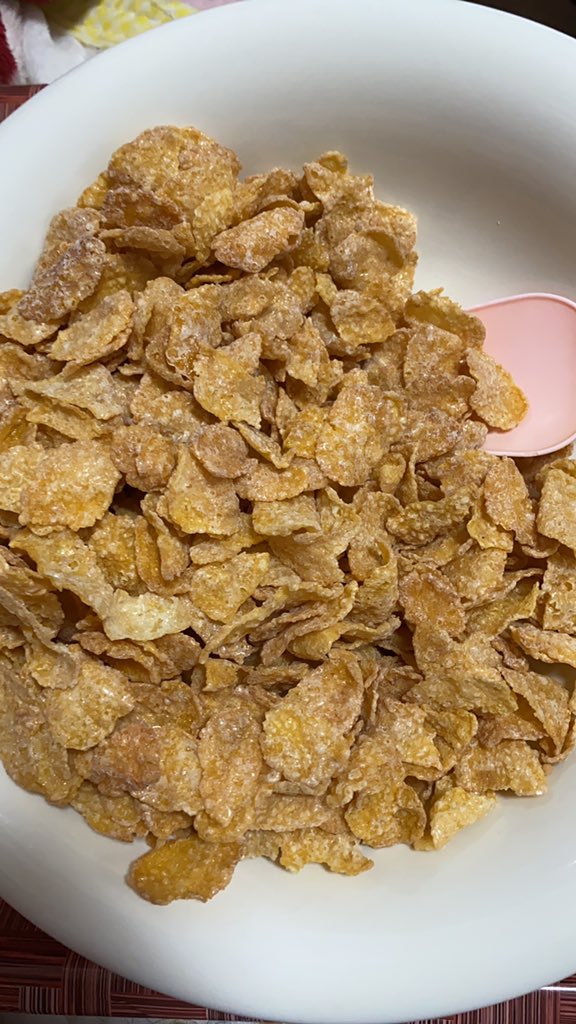 リヒトン 紅茶じゃないよ おはようございます 朝ごはん ケロッグコーンフロスティ もちろん牛乳なしです 咀嚼もちゃんとできるし あ 歯はないけどねw お腹空かないし 体には効いてるみたいです