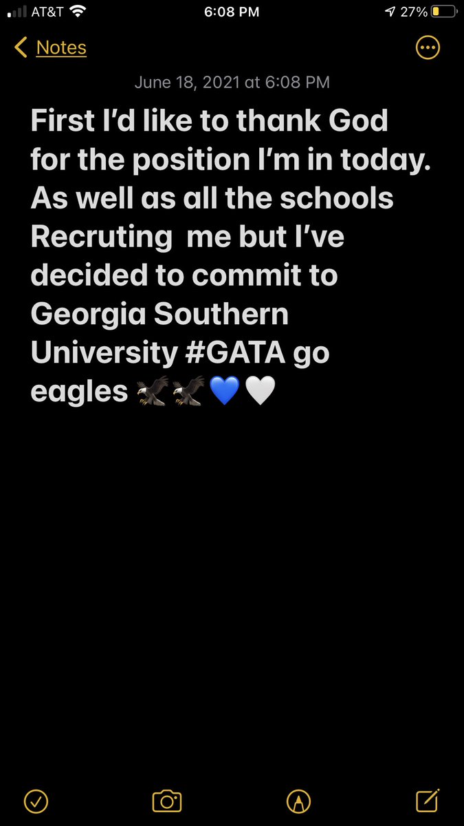 ChanStrong03's tweet photo. 100% Committed‼️‼️ #GATA #HailSouthern @chadlunsford @GeepWade @CoachMan_HOCO @BearDownHOCO @coachpflowe 🦅🦅 https://t.co/3DVNMdwdry