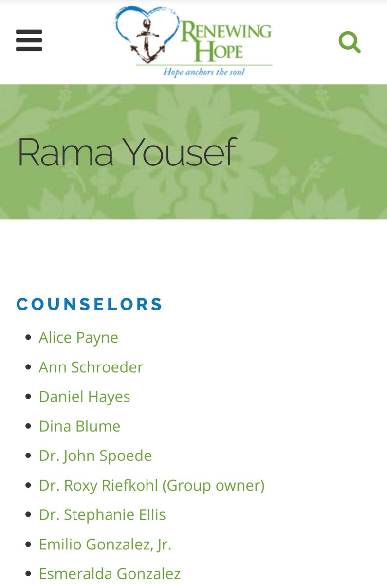 MsYousefTweets's tweet photo. It's the end of my second week of practicum at Renewing Hope Counseling! Pretty cool seeing myself on the website now. 😊 Love finally being able to work with clients! https://t.co/mXqpMlcEnD