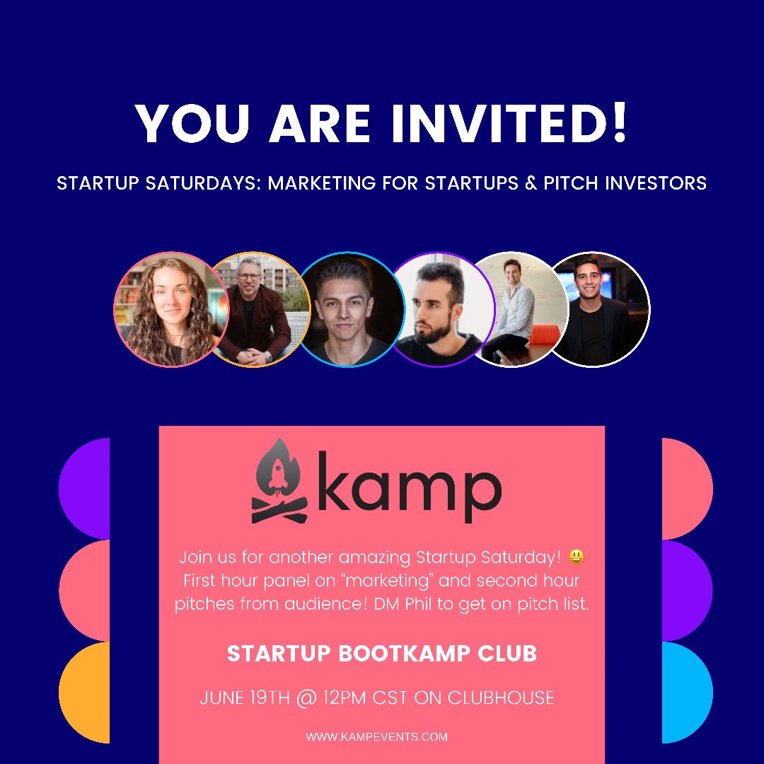 kampevents's tweet photo. Join us live tomorrow @ 12pm central for #startupsaturdays marketing for startup & pitch investors 🔗 https://t.co/O7tdaQS4vT https://t.co/dNZG74xq54
