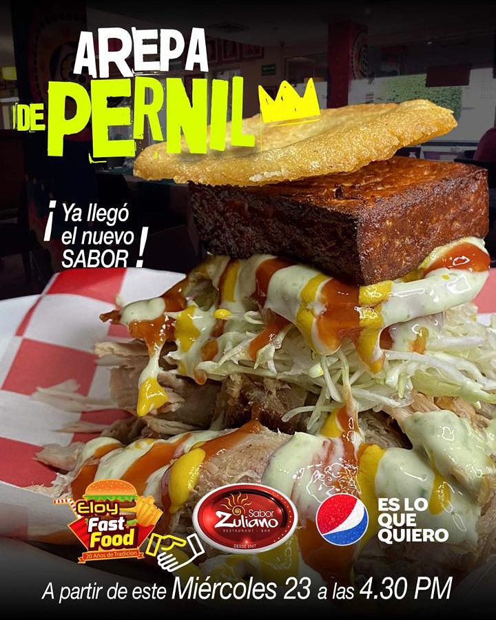 Desde este miércoles 23 de junio a las 4:30pm inicia nuestra alianza con #EloyFastFood tendremos para ustedes:
✔Arepas con Pernil y Queso Frito
✔Arepas con Pollo Horneado
✔Arepas con Carne Mechada
✔Patacones
✔Hamburguesas 
✔Tumbarranchos

🔥Delivery y Pick Up

#Maracaibo
