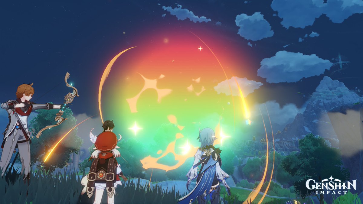 It's my birthday and we made fireworks <3 <3
With @Sleepy_Shiro_ <a href="/mizukicos/">Anna</a> &amp; <a href="/Yasut0mo/">dott 🎀🧪🩵</a>
#GenshinImpact #ZhongliSekte