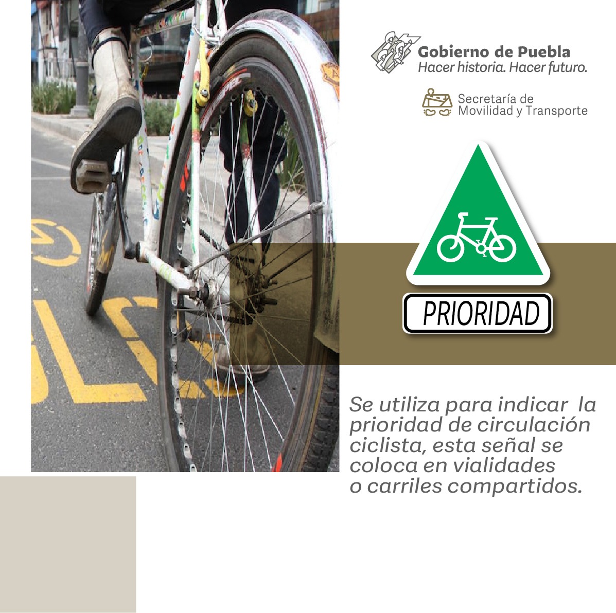 Para garantizar el derecho a la # Movilidad hay que contar con un sistema que permita el equilibrio social e incorporar a todas las personas. Te compartimos la señalética que protege la vida de las y los # Ciclistas.