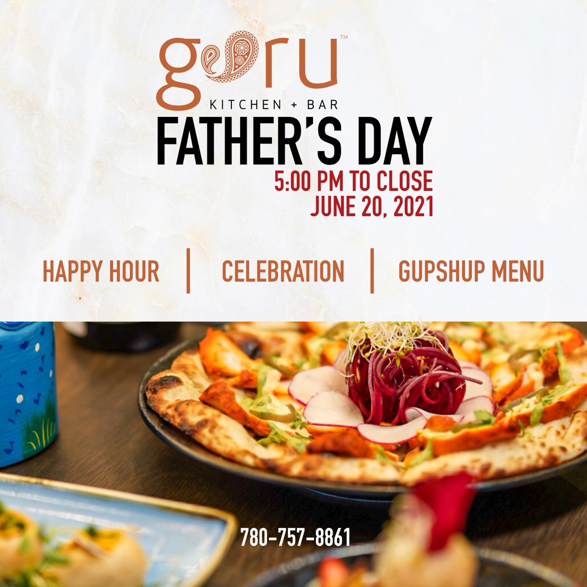 GuruIcedistrict's tweet photo. Celebrate Father’s Day with Guru:

•Exclusive father’s day happy hour menu.
•Half price wines.
•Special Craft cocktails.

June 20th
5 pm to close

Please call 780-757-8861 for reservations. 

#yegfoodie #yegfathersday #yeglocal #yegrestaurant #yegbusiness #yegfood https://t.co/xa1lNwrPww