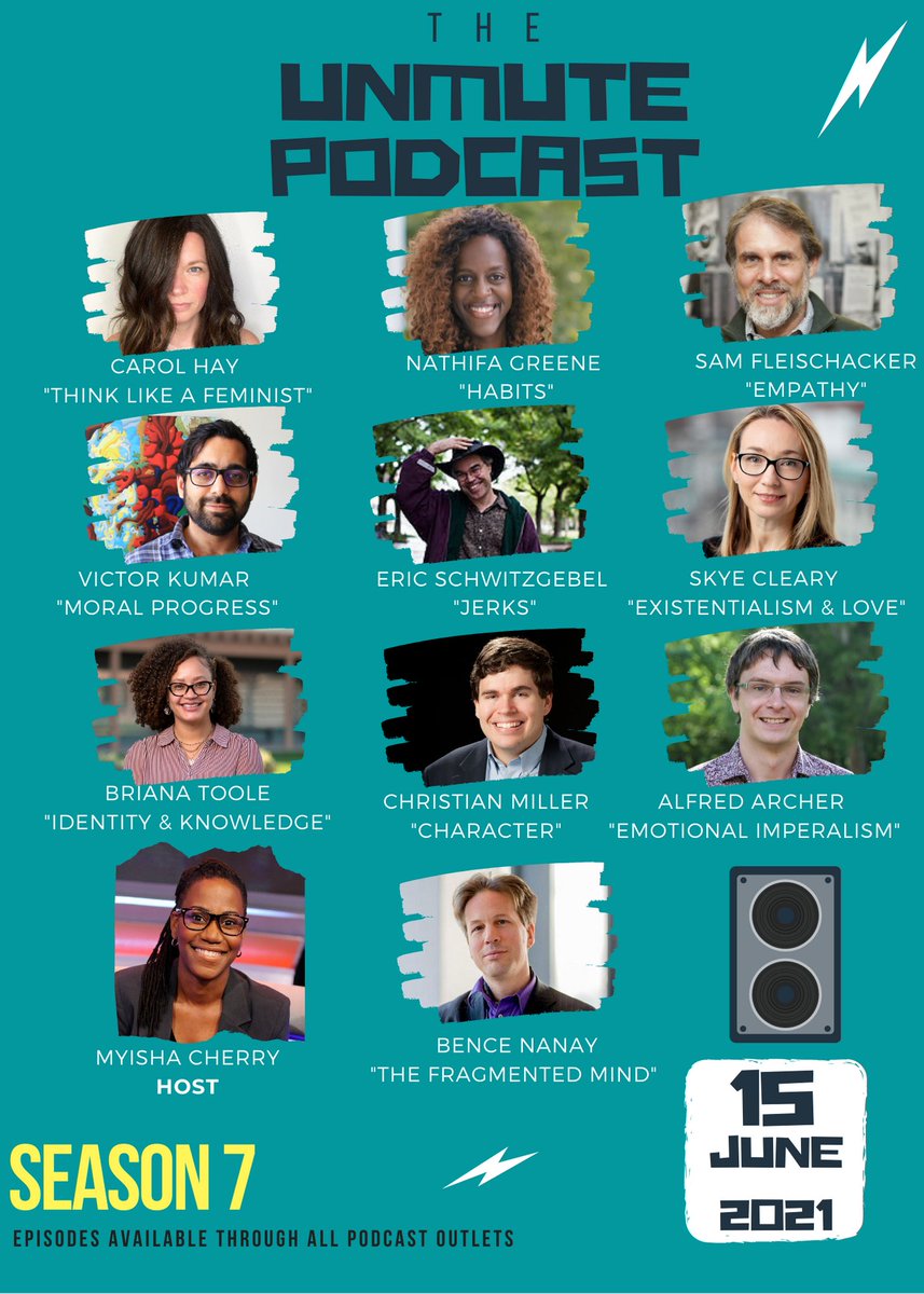 UnMutePodcast's tweet photo. The UnMute Podcast Season 7 is officially live. You can find it where ever you listen to podcasts. Thanks to all of these amazing people for chatting with me about everything from Jerks and Moral Evolution, to Empathy and Love. https://t.co/0uD4JDH1sW https://t.co/O01AKrRFJT