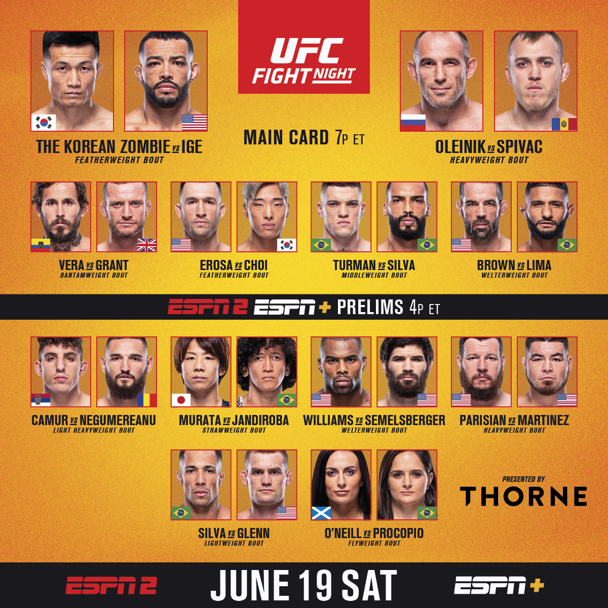 ufc's tweet photo. We got a featherweight banger headlining one exciting card 🍿

Prelims kick off at 4pmET on ESPN2 &amp; @ESPNPlus! 

[ #UFCVegas29 | B2YB @ThorneHealth ] https://t.co/piVIrVNNAT