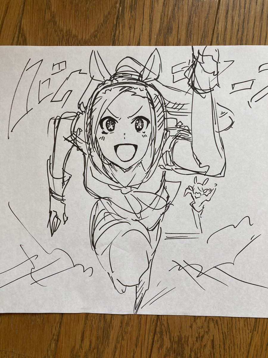 一発描き(同じポーズ10枚目)
ツインターボとバクシンオー 