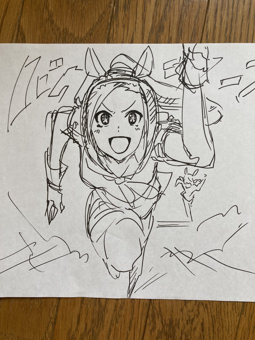 一発描き(同じポーズ10枚目)
ツインターボとバクシンオー 
