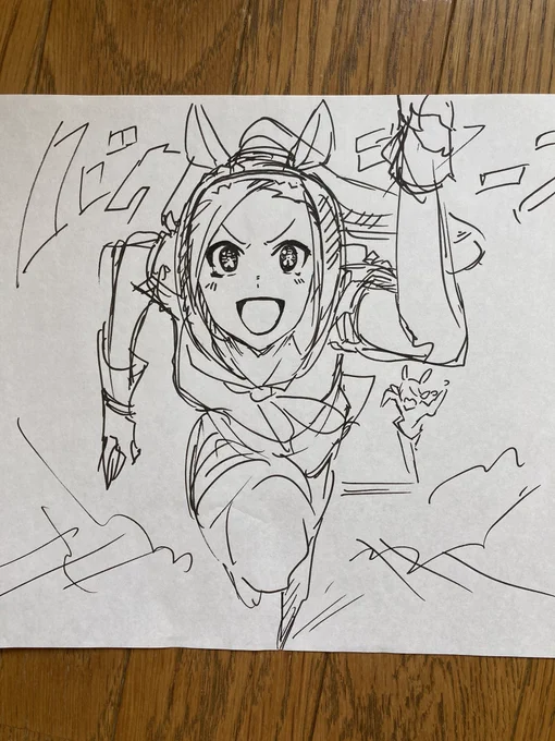一発描き(同じポーズ10枚目)
ツインターボとバクシンオー 