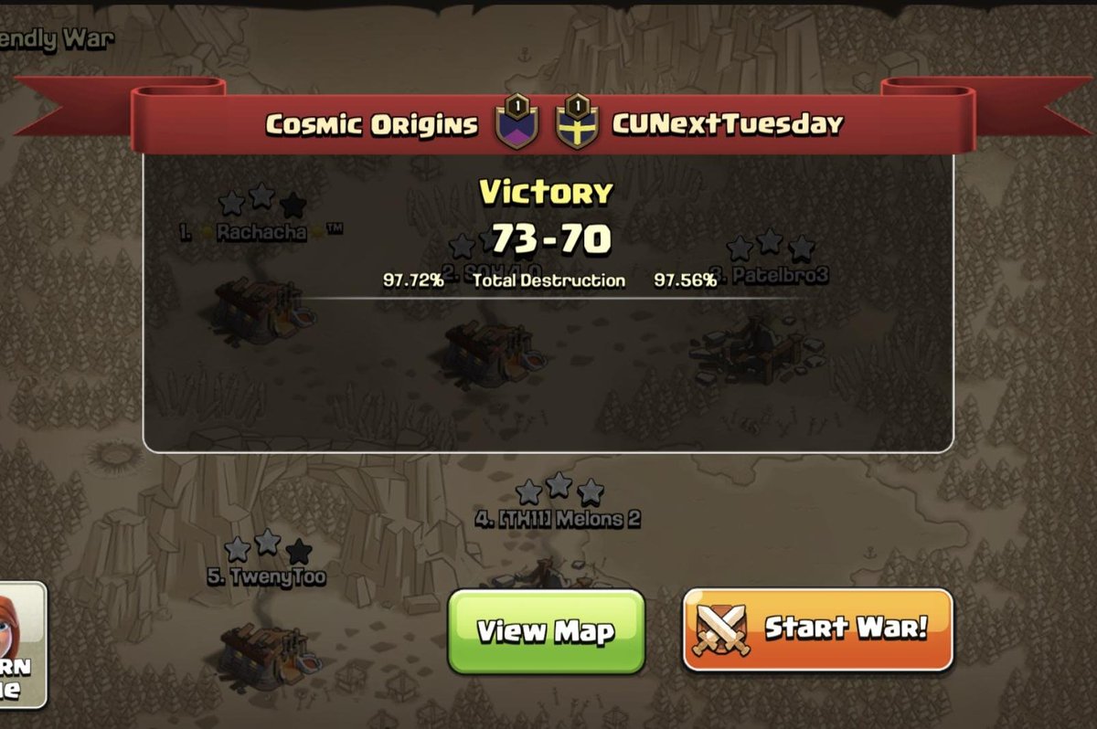 A bit late on this but still a huge quarter final win in <a href="/champwarleague/">Champions War League</a> . Semis soon ;) #cosmictothemoon🚀🚀🚀