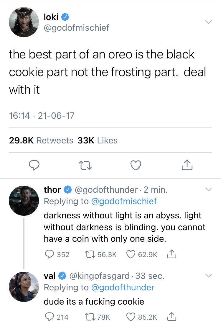 RT @correctrvngers: thor is very philosophical about his cookies https://t.co/dJ4ylCLP5w