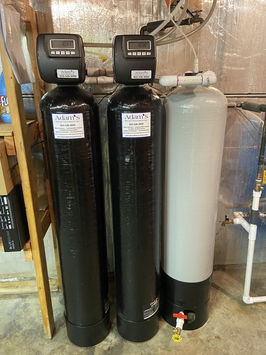 DWTesch's tweet photo. If your house has a well and your well and water treatment equipment is 20+ years old, you may eventually have something fail which might cause water to be all over your basement 3 times within 2 weeks and cost you over $6K to replace everything! Just sayin'. https://t.co/q8r3F2GvF9
