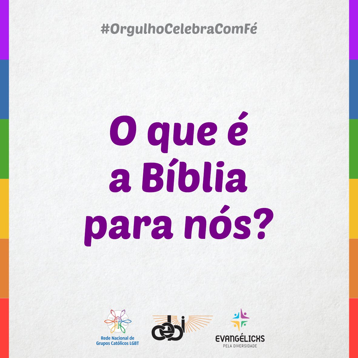 evangelicxs's tweet image. “O que é a Bíblia para nós?” é a pergunta que abre a campanha #OrgulhoCelebracomFé, do @CEBI_Nacional, @evangelicxs e a Rede Nacional de Grupos Católicos LGBT. Veja a resposta e compartilhe a sua!

1/

#CristaosLGBTI #orgulholgbt