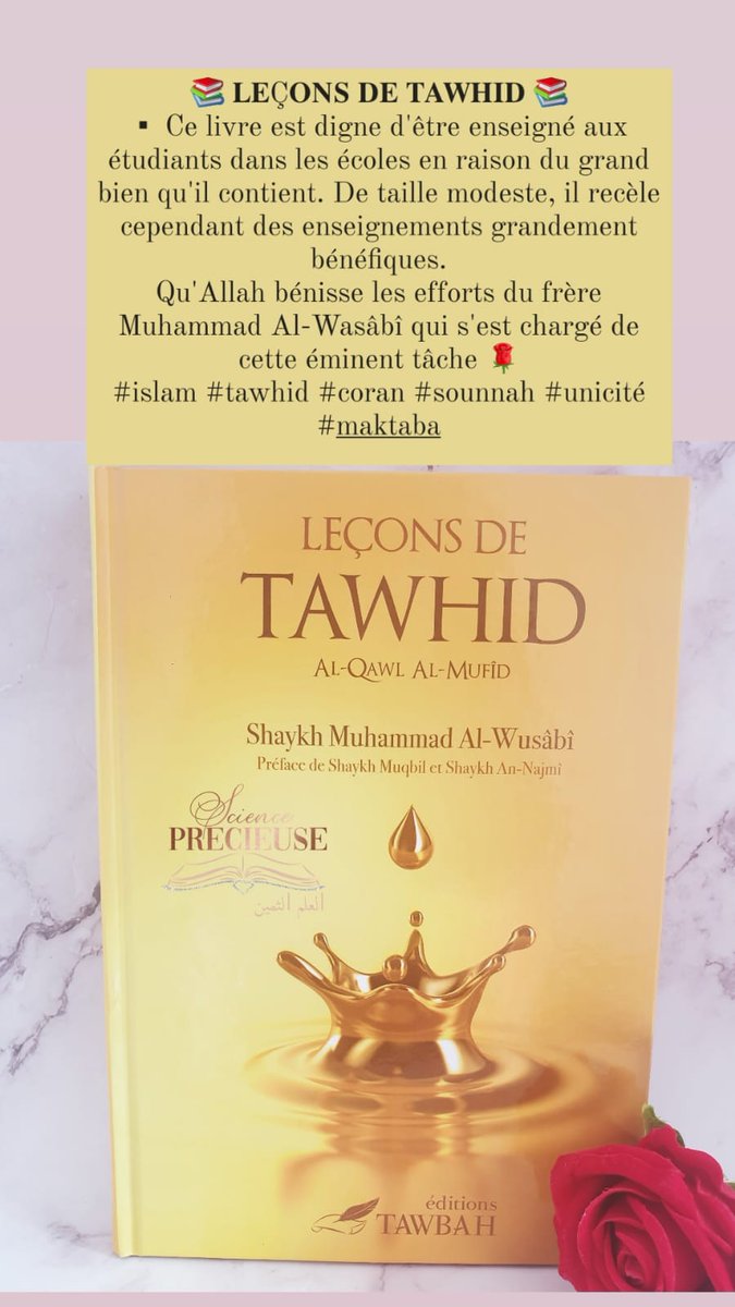 ScienzaPreziosa's tweet photo. Retrouvez ce kitab sur notre site : 👇
https://t.co/tHEf5GeL8t
Préparez vos cadeaux du 3id ! 🎁
#maktaba #scienceprecieuse #ilm #koutoub #livres #islam #sunnah #coran #tawhid #unicite #benefiques https://t.co/RahWMKo0NB