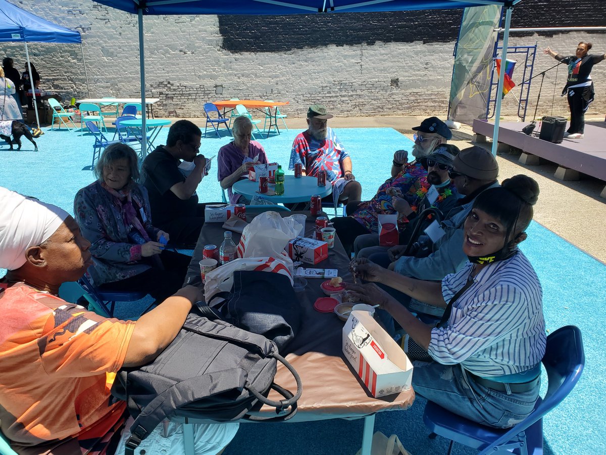 TobyAtCurry's tweet photo. The crew @CurrySrCenter welcomed everyone with arms wide open for our first party in 16 months. Happy Pride to these fabulous folk! https://t.co/iluQDRkOVV