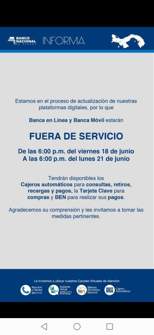 Panapro1's tweet photo. @banconalpa Porque no son mas responsables en avisas de sus interrupciones? Nunca recibí un correo o tampoco veo este aviso en sus redes, Osea si yo no pregunto en su facebook, no me doy cuenta de que la Banca en linea no sirve, porque "ESTAN HACIENDO TRABAJOS"... 😡😡😡 https://t.co/OubgE67bFG