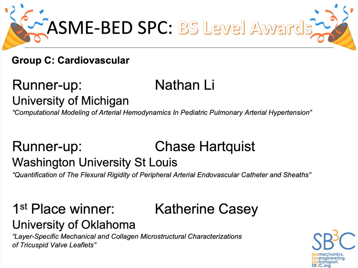 Congrats to <a href="/Nathan8421/">Nathan Li</a> for taking 2nd place in the Cardiovascular Undergraduate competition at #SB3C2021 meeting!

Congrats to <a href="/Chris_Tossas/">Christopher Tossas</a> for being such a great mentor, and also to all presenters &amp; organizers, who did a terrific job with the virtual format!

<a href="/umichCVC/">U-M Health Frankel CVC</a> <a href="/UMBME/">U-M BME</a>