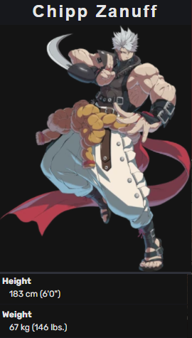 Totally obsessed with the canonical height/weights of Guilty Gear