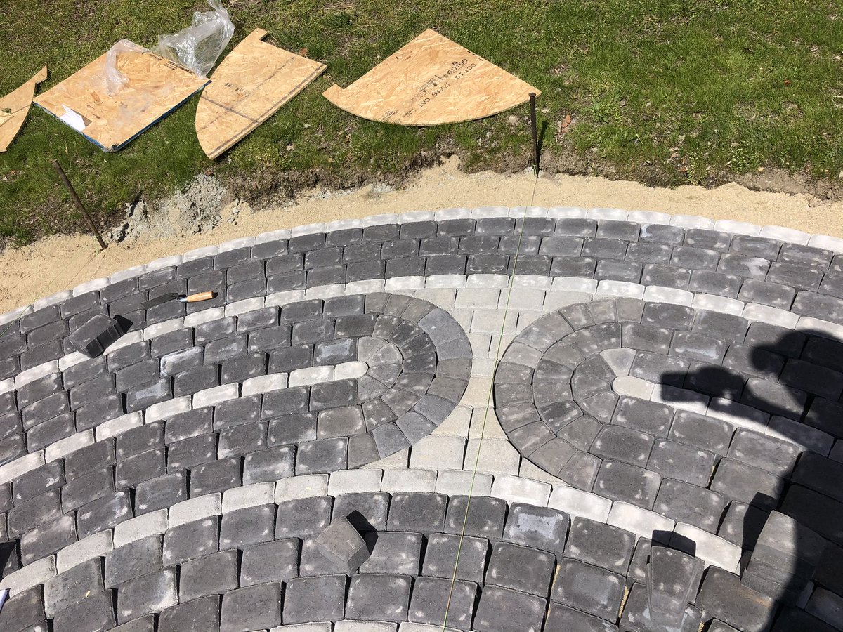 We installed a beautiful labyrinth kit from labyrinthcompany.com at Winchester high school @winchesterhs01890 to provide a place for all students and faculty to escape from their day to day stresses #winchestergardenclub #labyrinth #winchesterhighschool #kandrlandscape