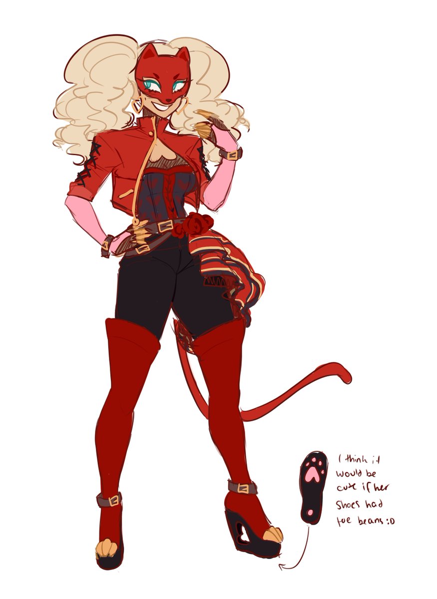 valenttiness_'s tweet photo. I made a redesign for ann's thief outfit and wow people went absolutely beserk for the toe bean shoes. good <3 #p5 #persona5 #anntakamaki https://t.co/iBeKMD3qlo