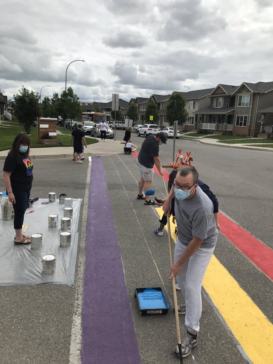 EHLhawksGSA's tweet photo. It’s BAAAACK!! Our rainbow crosswalk has had a much needed makeover and looks as fabulous as ever! Thanks so much to our amazing staff and community! 
#Pride #YouAreLoved https://t.co/kyXBR4Wqty
