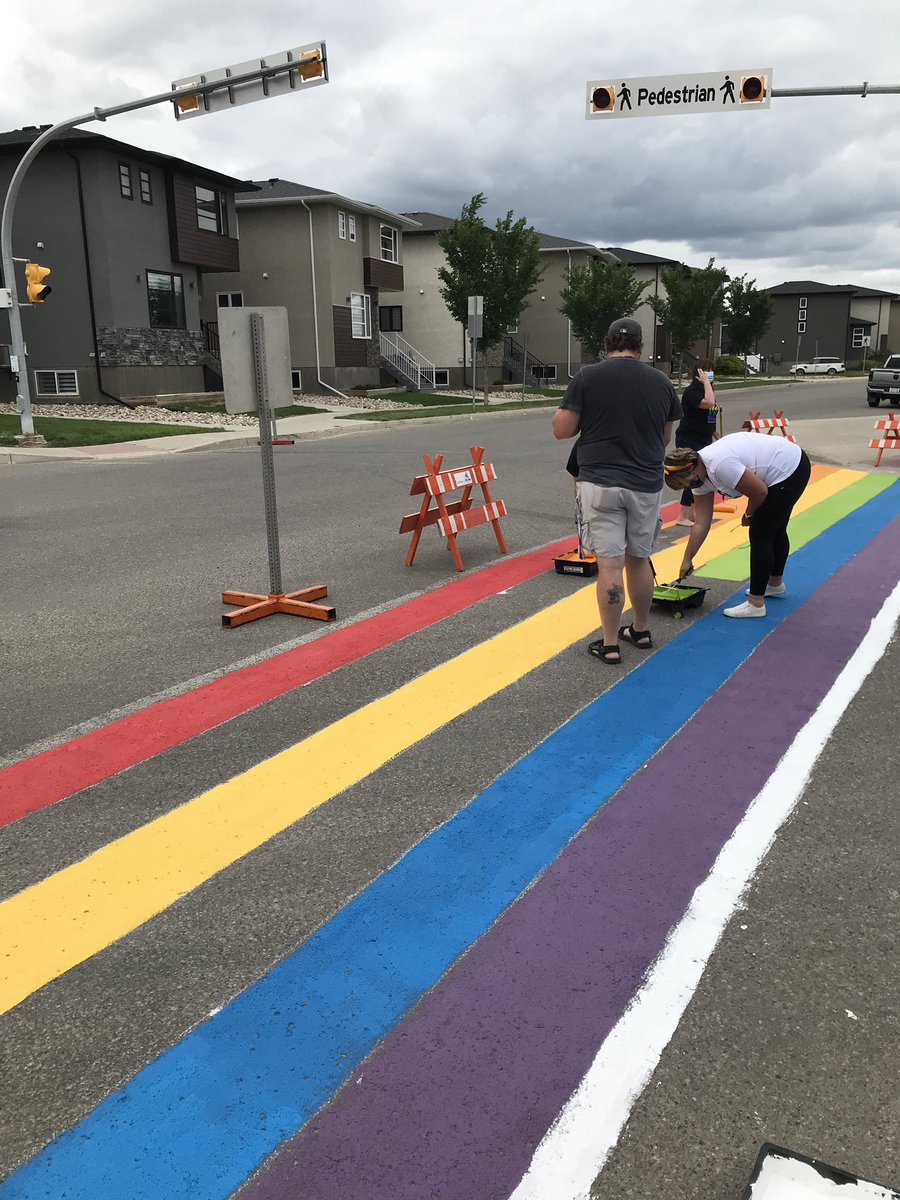 EHLhawksGSA's tweet photo. It’s BAAAACK!! Our rainbow crosswalk has had a much needed makeover and looks as fabulous as ever! Thanks so much to our amazing staff and community! 
#Pride #YouAreLoved https://t.co/kyXBR4Wqty