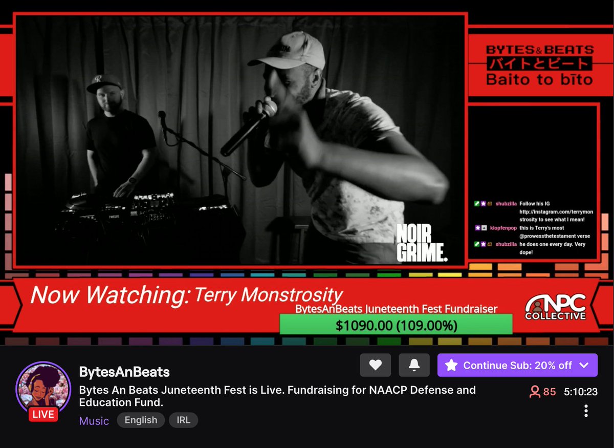 Guys we hit our first donation goal for our <a href="/BytesAnBeats/">BytesAnBeats 🔜Momocon</a> Juneteenth Fest! 1k for the <a href="/NAACP_LDF/">Legal Defense Fund</a>. Thank you so much and lets keep it goin!