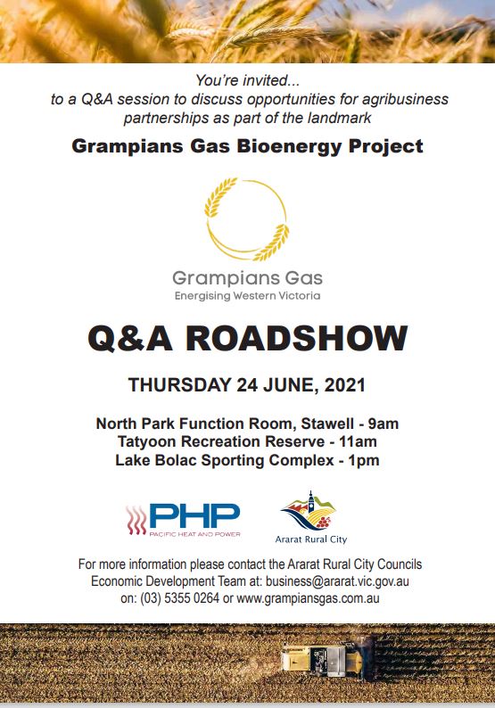 Join us on Thursday, 24 June to discuss opportunities for agribusiness partnerships as part of the landmark Grampians Gas Bioenergy Project. See details below.