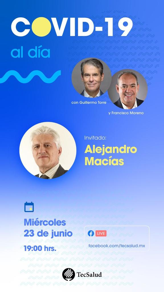 DrPacoMoreno1's tweet photo. Queremos que estés bien informado sobre #COVID19, acompáñanos este miércoles 23 a las 7 pm
@TecSaludMX 
@doctormacias 
@GTorreAmione https://t.co/gT9YB3scW9