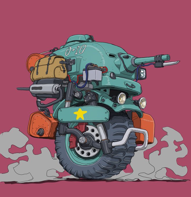 #メカ #イラスト #illustration 
一輪重戦車 