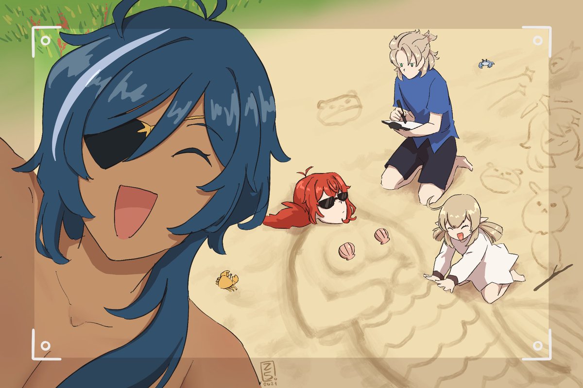 potatotries_'s tweet photo. Summer vacation 🏝🏖

#原神 #GenshinImpact https://t.co/UJ9GxLeHe9