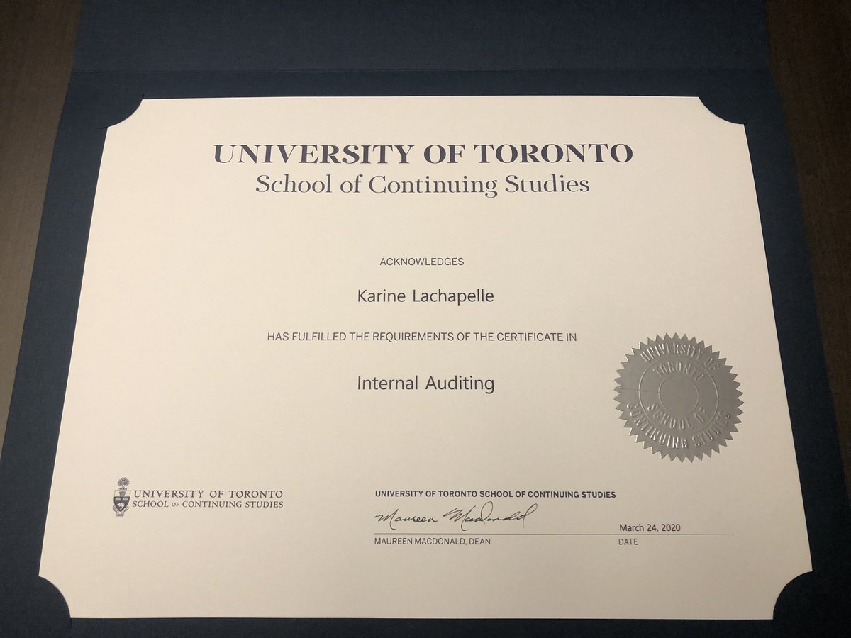 When you want to upskill and it works out ☺️ #UofT #InternalAuditing #LifelongLearner