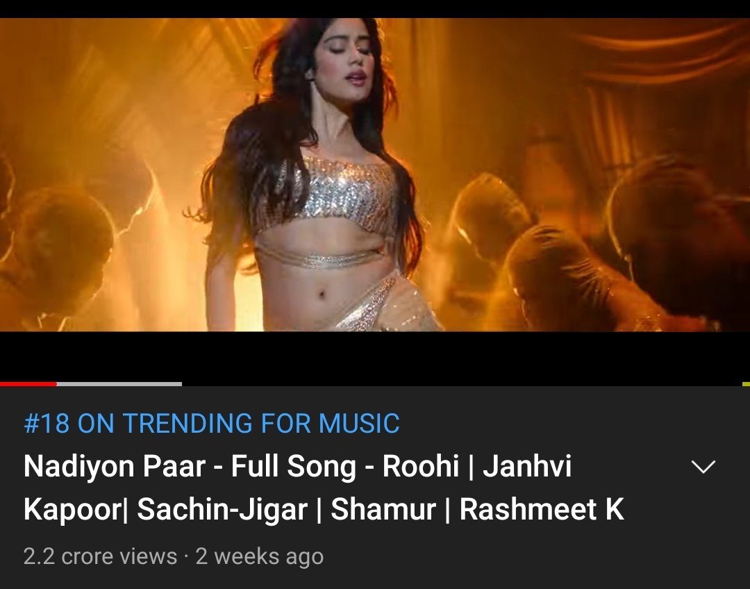 #NadiyonPaar full song 18 on trending for music
It's been more than 3 months still people are not over it
#JanhviKapoor