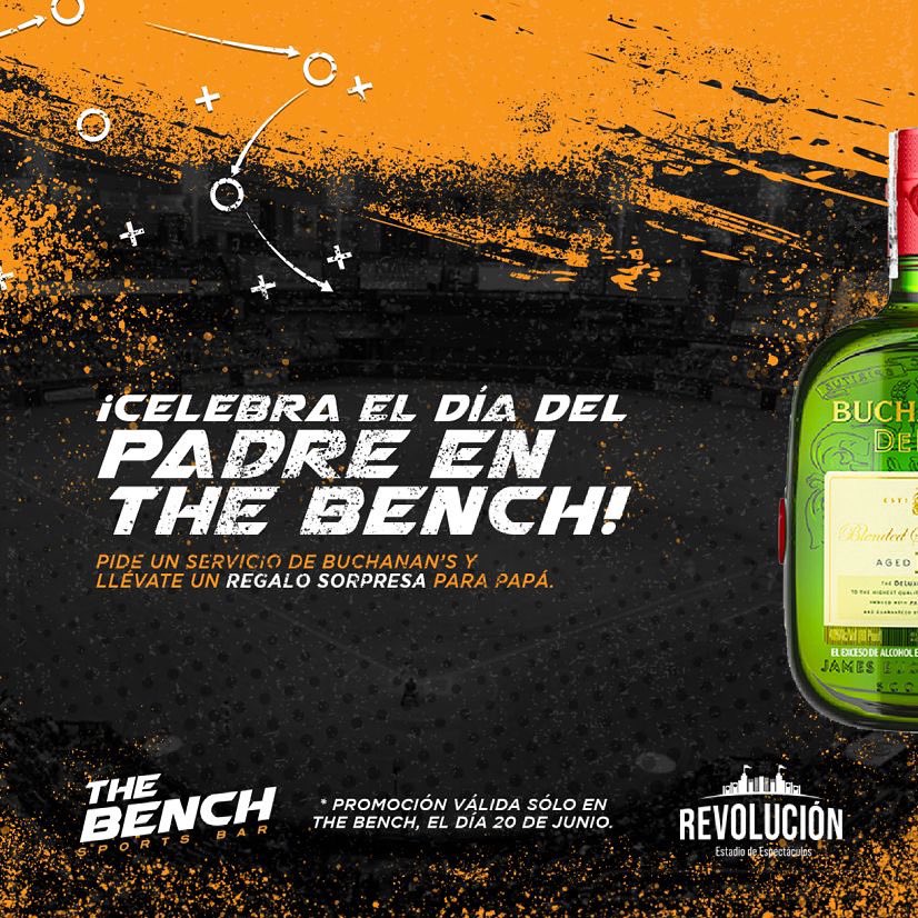 benchbarmx's tweet photo. Te tenemos preparado algo especial para este Día del Padre, ven a disfrutar a The Bench el último juego de la serie de @AlgodonerosUL y compra un servicio de Buchanan’s para obtener un regalo sorpresa para papá ⚾️🤩
*Promoción válida solo este domingo 20 de junio https://t.co/FCkWBmNIhl