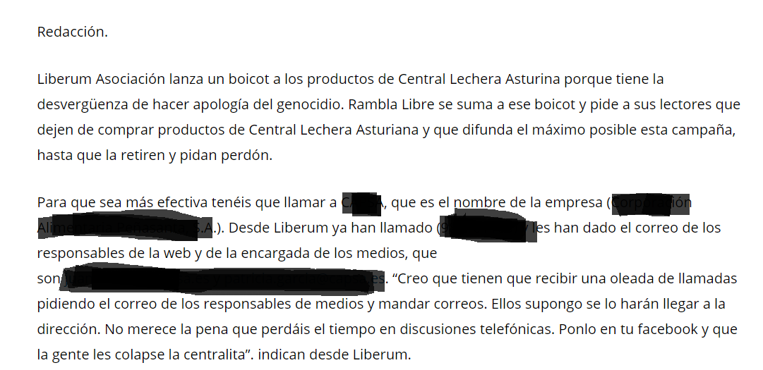 MariscalvsBulos's tweet photo. Toda mi solidaridad con @LecheAsturiana, último objetivo de los #antivacunas  desde el portal de desinformación @ramblalibre_com. Un acertado spot en el que apoyan la vacunación es el origen del intolerable acoso que promueven https://t.co/EGUbqdEkRp
 #SaludsinBulos👇 https://t.co/5odPNxnJAb